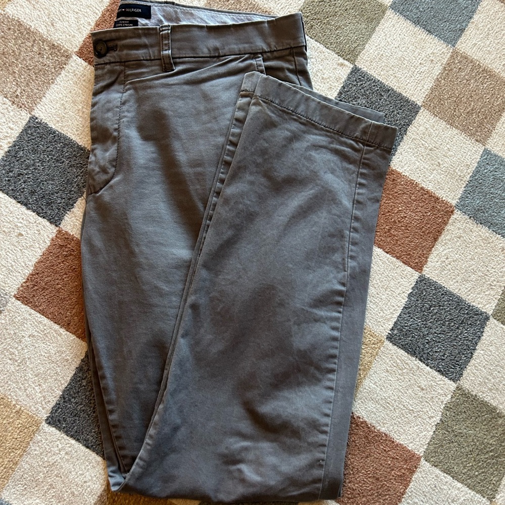 Tommy Hilfiger Charcoal Slim Fit Dress Pants